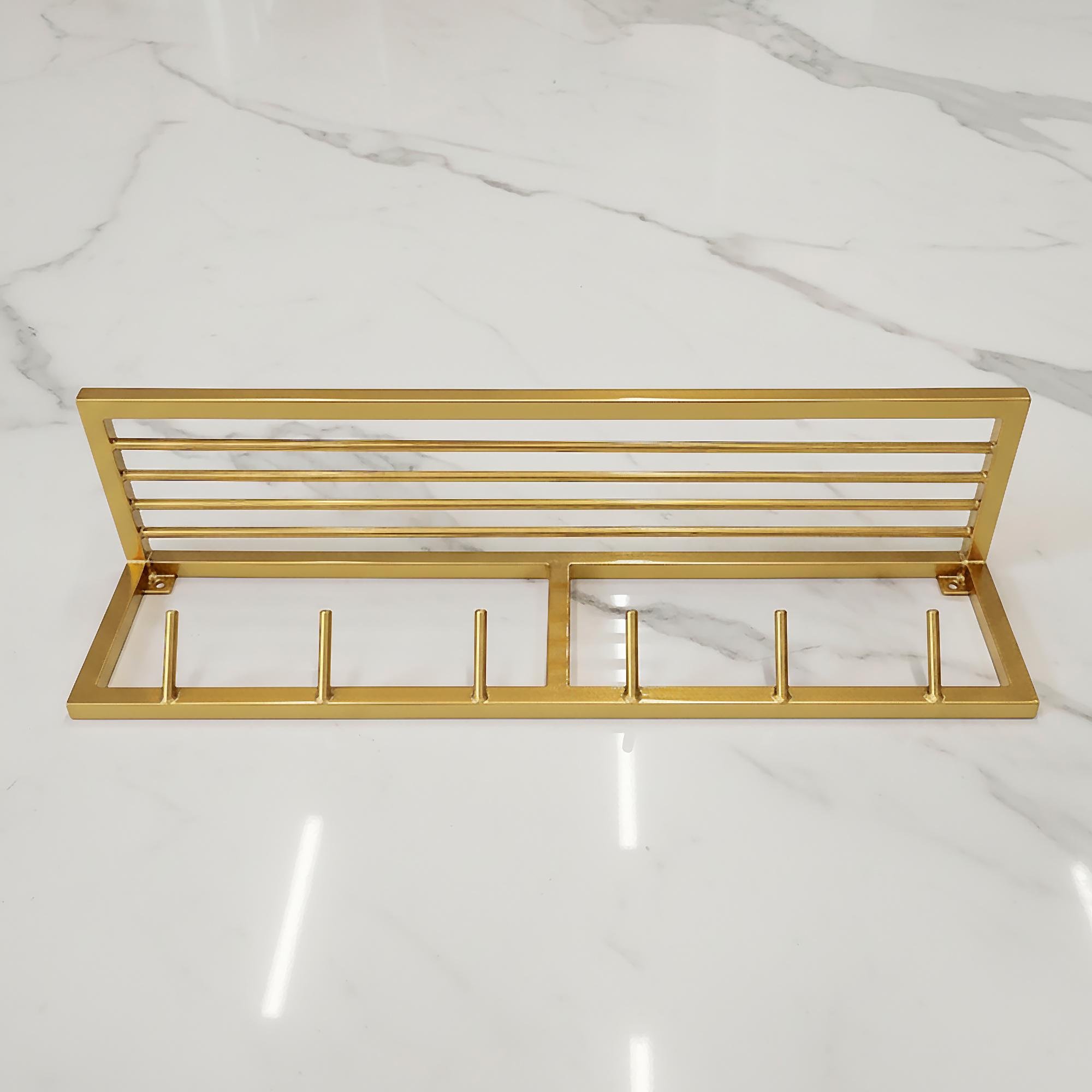 Вешалка для одежды настенная из металла 800x200 мм H 200 мм Золото (1558) - фото 3 Вешалка для одежды настенная из металла 800x200 мм H 200 мм Золото (1558) - фото 3