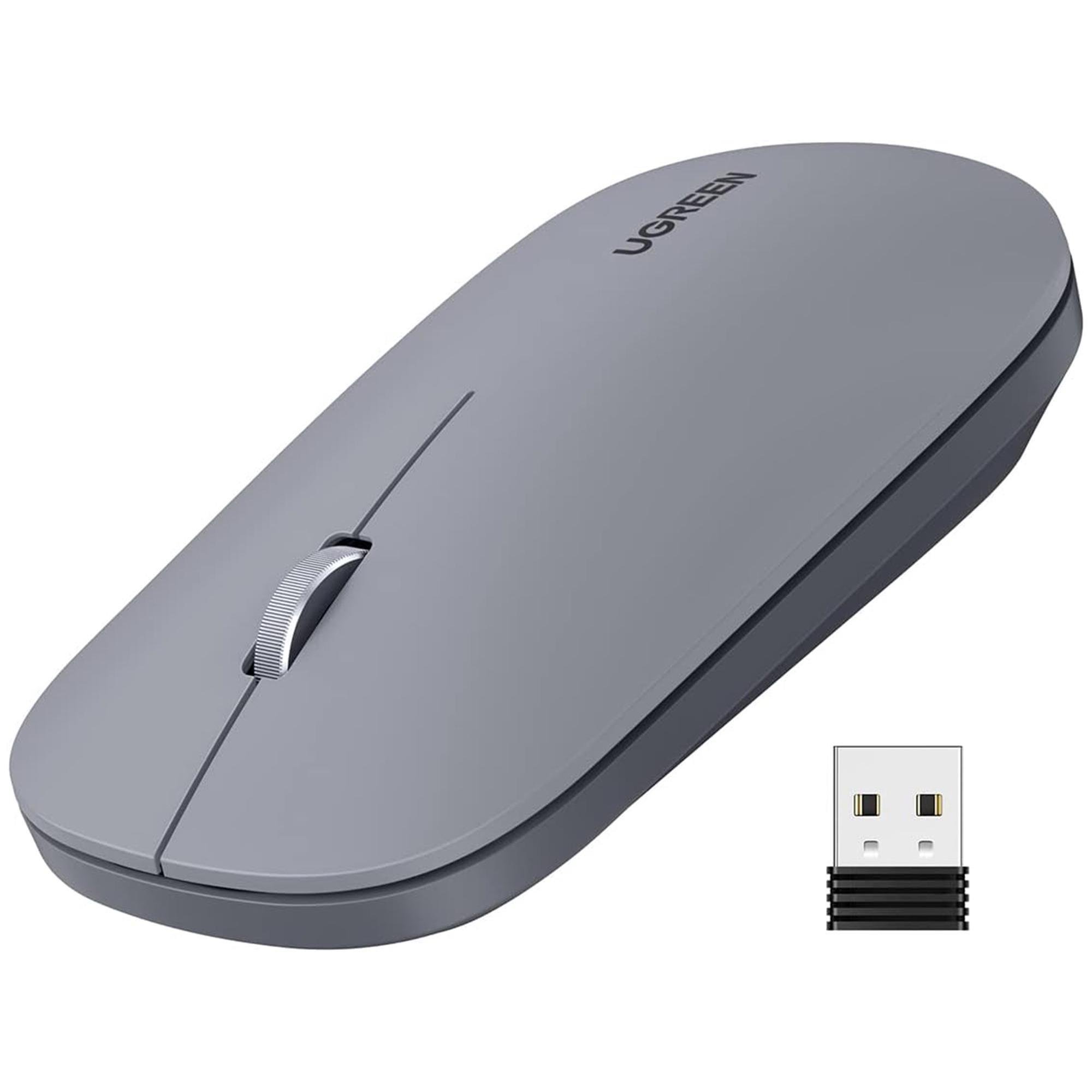 Мишка бездротова UGREEN 4000 DPI 2.4G з USB-приймачем оптична Сірий (90373)