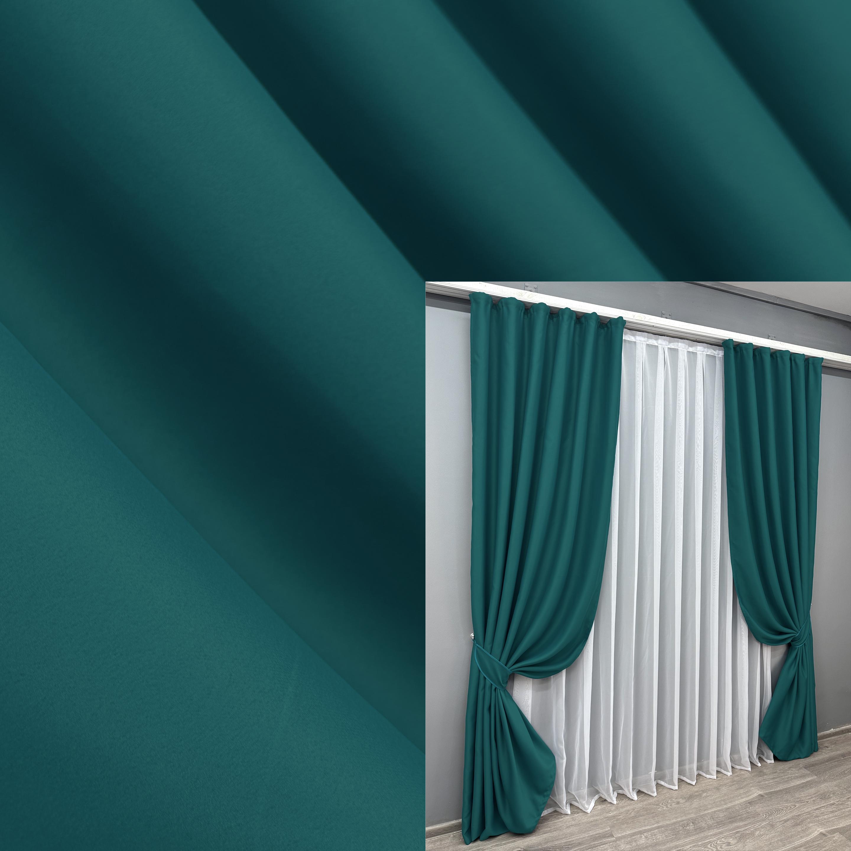 Комплект готових штор VR-Textil Блекаут Bagema Rvs №1297ш 200х270 см 2 шт. Смарагдовий (32-095) - фото 5