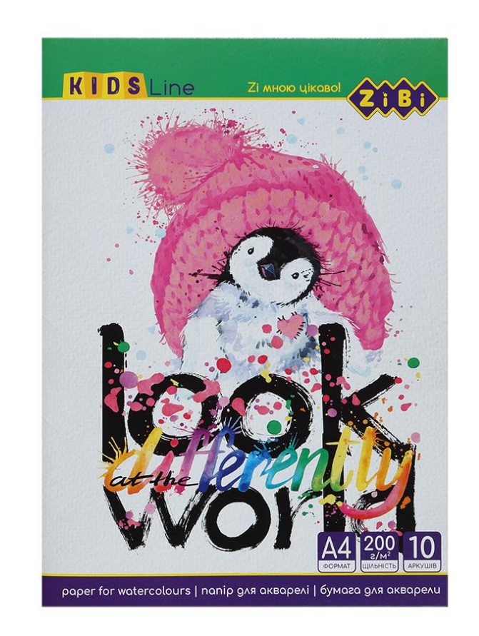 Папір для акварелі KIDS Line А4 картонна папка 200 г/м2 10 арк. (MTT-163429)