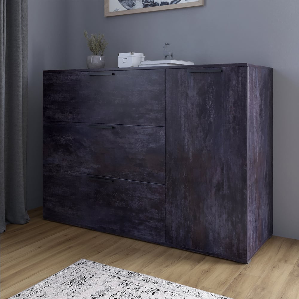 Комод Lion Краш 120x43x86 см Бетон темный (LION-044160)