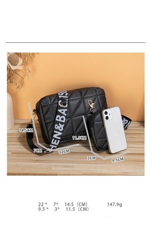 Сумка месенджер жіноча з плечовим ремінцем та гаманцем Чорний - фото 8