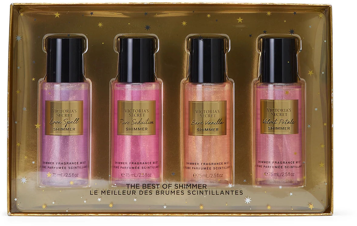 Подарочный набор спреев для тела Victoria's Secret с шиммером 4 аромата 75 мл