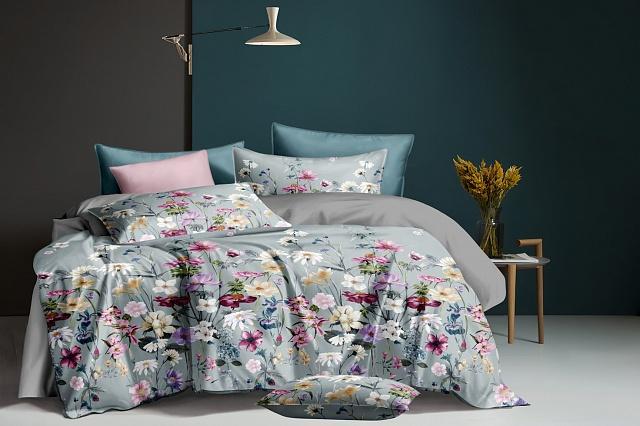 Комплект постельного белья Family 016 Цветок семейный сатин 9982232 Голубой (DR012995)