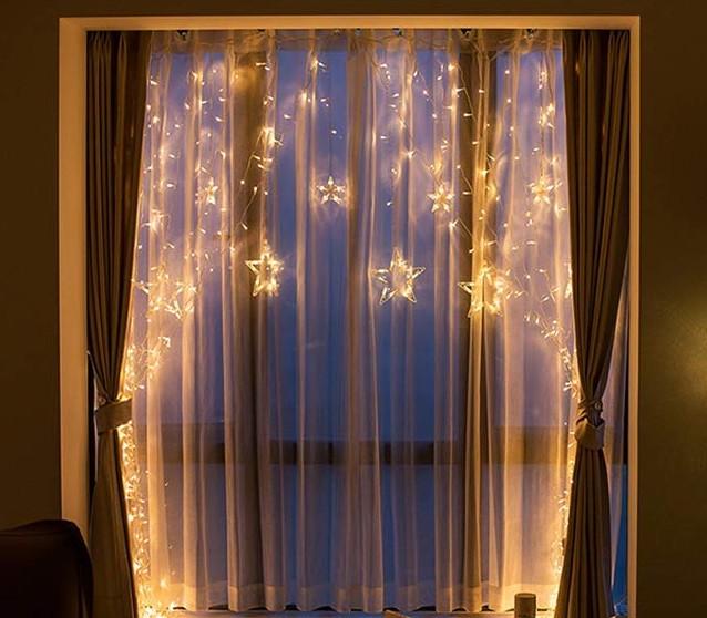 Гірлянда світлодіодна Зірки новорічна від мережі з пультом керування теплий білий 12 ламп 3 м (1080) - фото 7