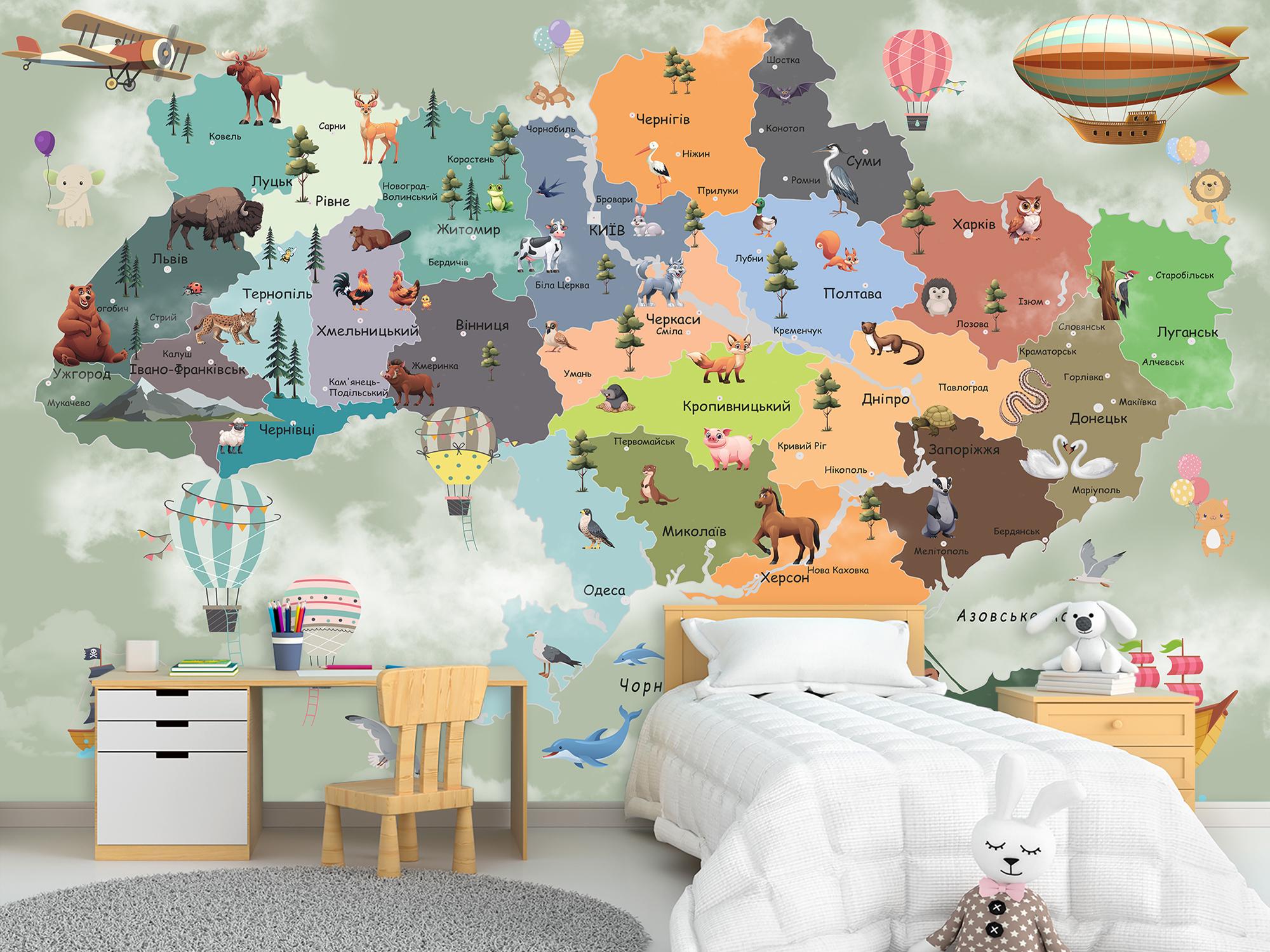 Обои 3Д флизелиновые Upstream Детская карта Украины 120х180 см (WMK-013/2) - фото 11 Обои 3Д флизелиновые Upstream Детская карта Украины 120х180 см (WMK-013/2) - фото 11