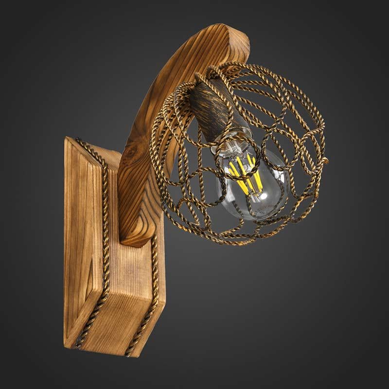 Бра деревянное настенное Light House DL-13079 на одну лампу Коричневый/Бронза