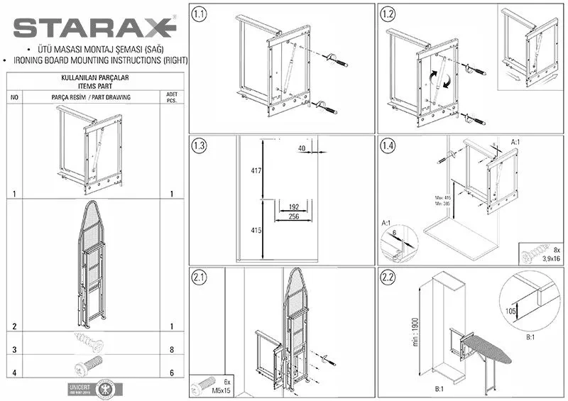Прасувальна дошка для гардеробу Starax розкладна 160 мм Антрацит (S-6611-A) - фото 6 Прасувальна дошка для гардеробу Starax розкладна 160 мм Антрацит (S-6611-A) - фото 6