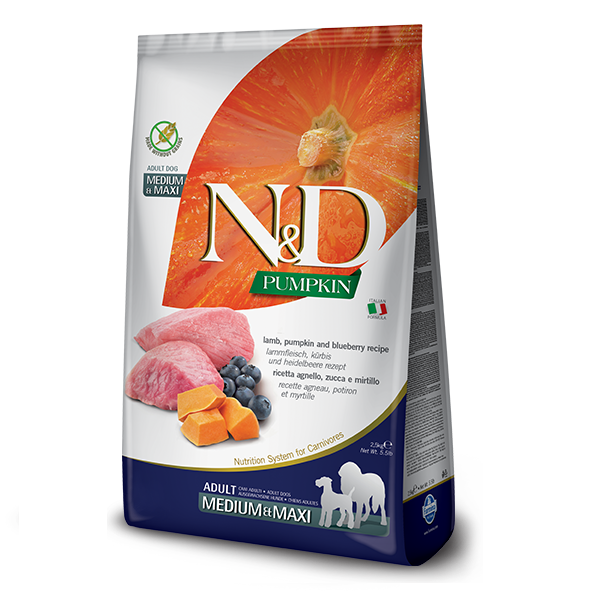 Сухий корм Farmina N&D Pumpkin Dog Adult Medium & Maxi з ягнятком та лохиною для середніх та великих порід 2,5 кг (33284) Сухий корм Farmina N&D Pumpkin Dog Adult Medium & Maxi з ягнятком та лохиною для середніх та великих порід 2,5 кг (33284)