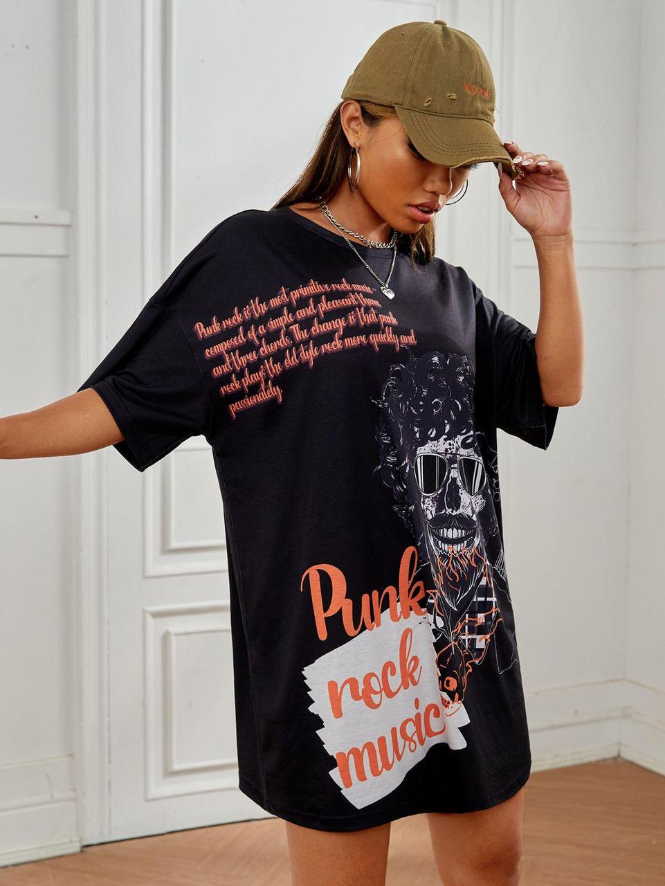 Футболка женская с принтом Pin-000-145 повседневная L Черный (2664084854)