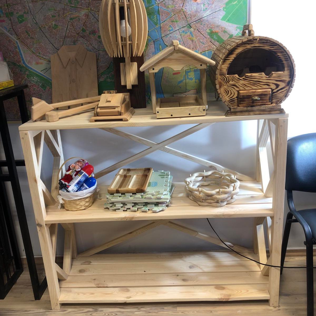 Стелаж з дерева Бежевий (СДХ002) - фото 5