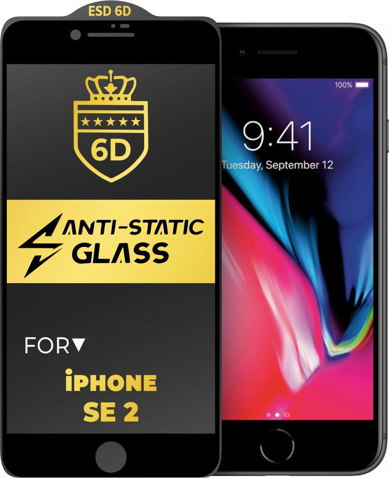 Защитное стекло 6D Anti-Static iPhone SE 2 Glass Shield Black