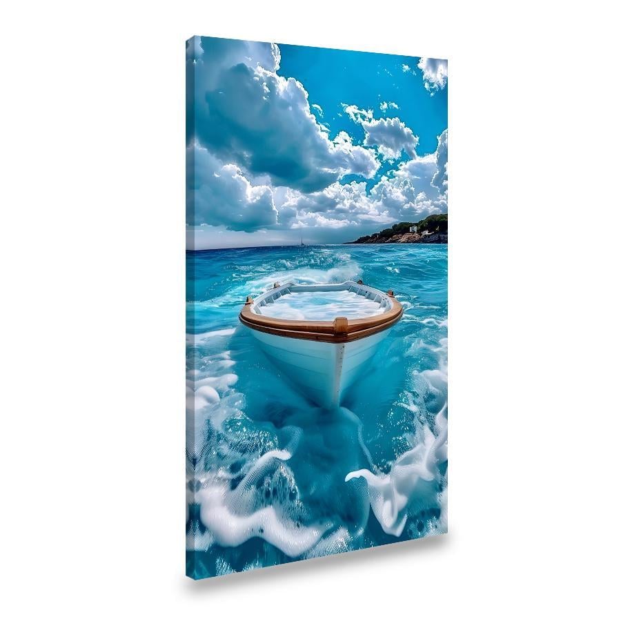 Картина на полотні Білий човен у блакитному морі 80x40 см (280VP_L)