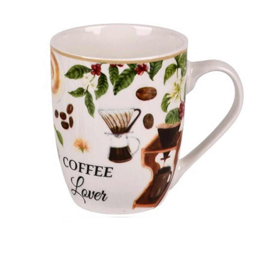 Чашка для кави порцелянова Stenson Coffee Lover Кавовий дизайн 350 мл Білий (R10287) Чашка для кави порцелянова Stenson Coffee Lover Кавовий дизайн 350 мл Білий (R10287)