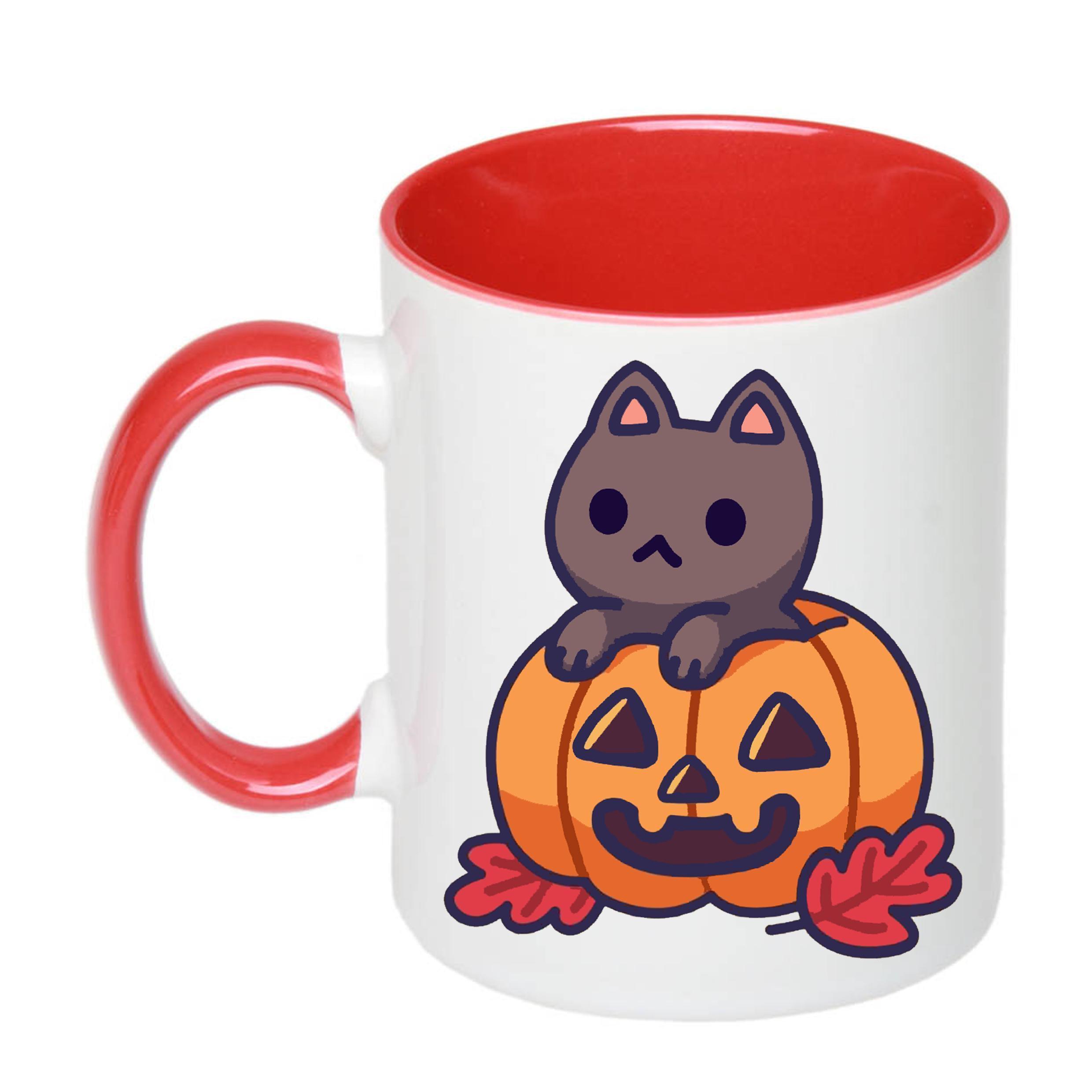 Чашка с печатью Helloween Cat 330 мл Красный (20918)