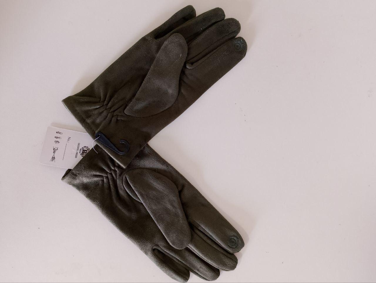 Рукавички сенсорні осінь-зима фліс L Хакі (43) - фото 2