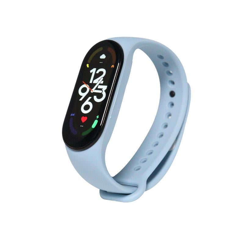 Ремінець Xiaomi Mi Smart Band 7/6/5 сіліконовий Блакитний/Сірий (1342P)