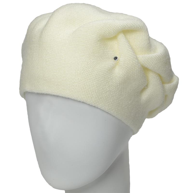 Берет женский Lirus Жаклин двойной на стойке Молочный (159464)