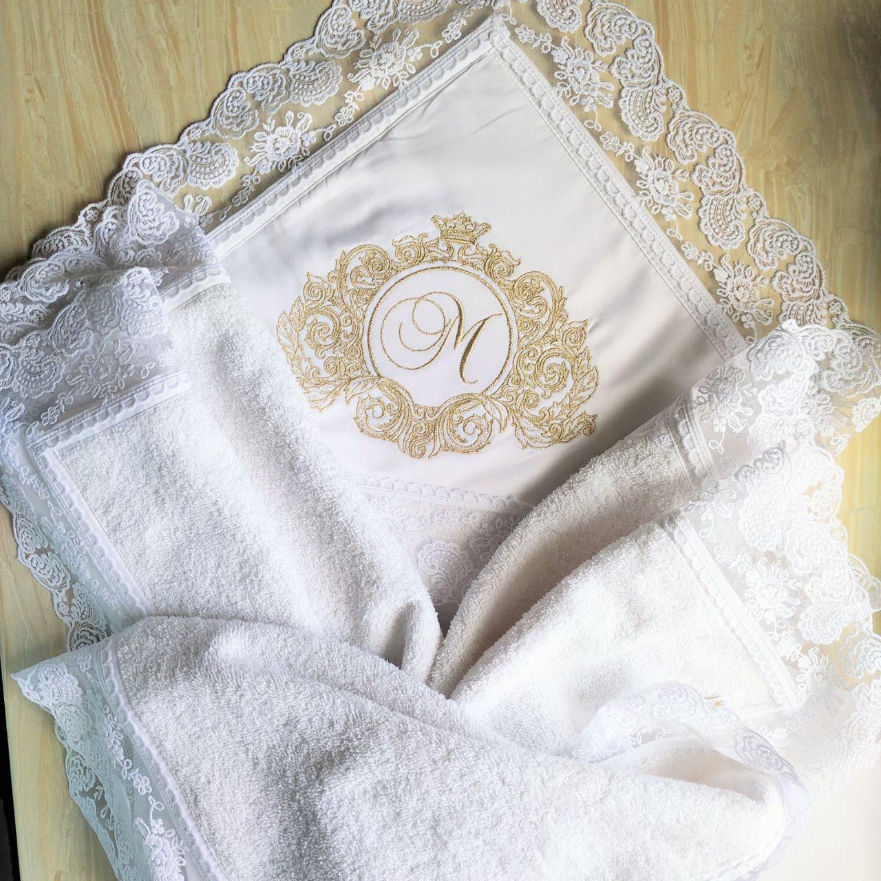 Набор для крещения именной Барокко с монограммой махровая крыжма/мешочки для локона и хранения (2174298894) - фото 4 Набор для крещения именной Барокко с монограммой махровая крыжма/мешочки для локона и хранения (2174298894) - фото 4