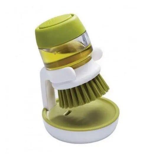 Щітка для миття посуду середньої жорсткості з дозатором для миючого засобу 10x5,5 см