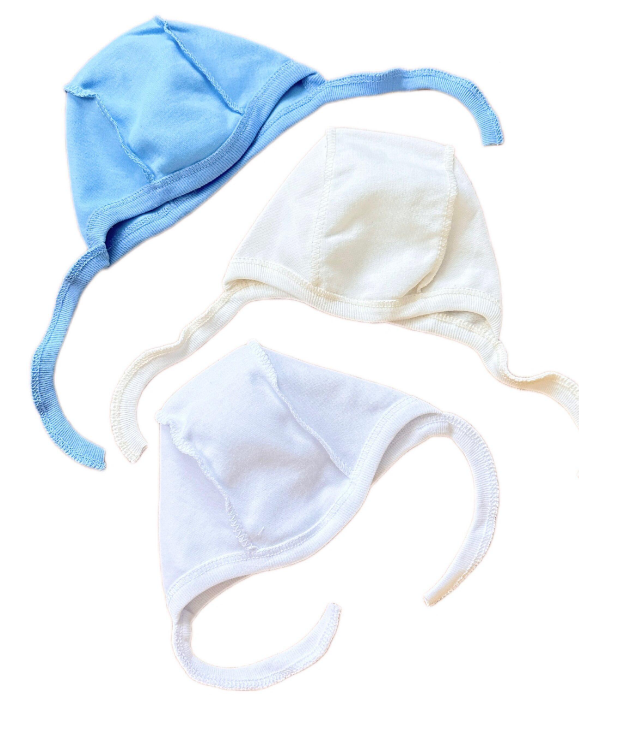Шапочки-чепчики RoyalBaby с завязками 0-3 мес 3 шт. (461-505)