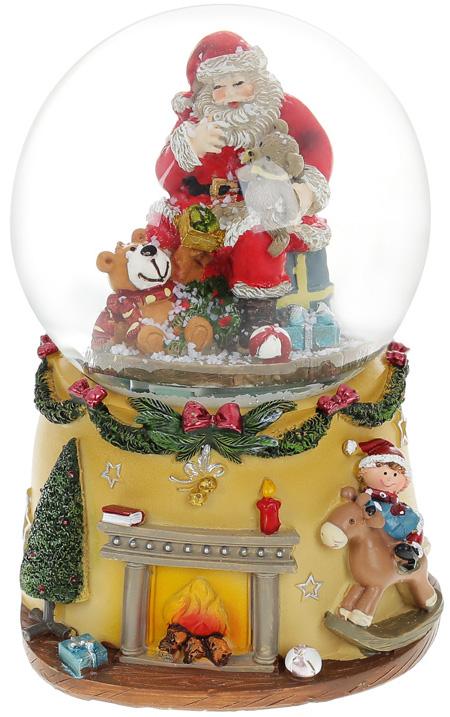 Декоративный водяной шар Санта с Медвежатами музыкальная 15,5 см (BD-559-513)