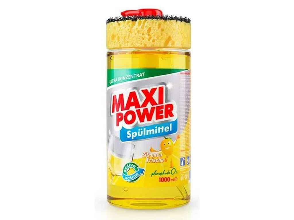 Засіб для миття посуду Maxi Power 1 л дозатор/губка Лимон (881353)