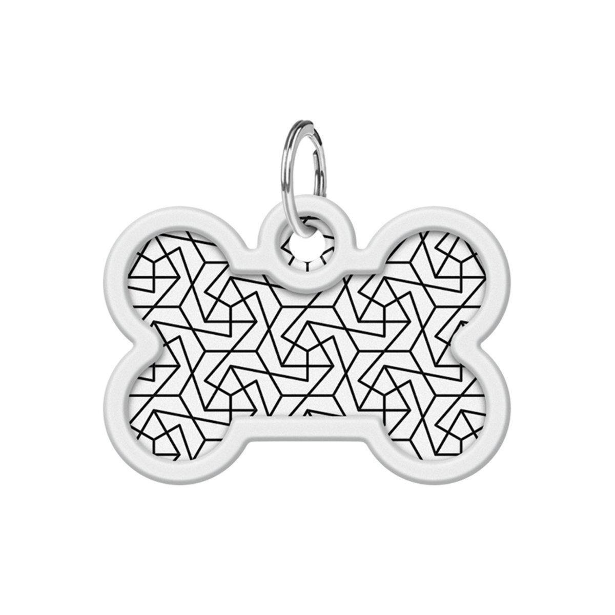 Адресник для собак/котів металевий Waudog Smart ID Геометрія з QR-паспортом кістка 40х28 мм (0640-0202 Col)