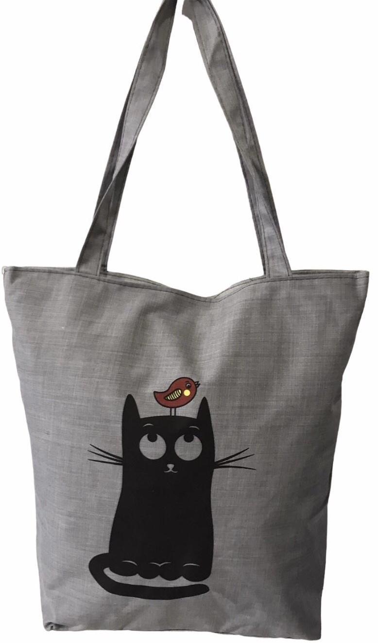 Шопер жіночий тканєвий повсякденний з блискавкою need is love Сірий (026G)