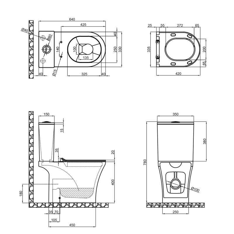 Унітаз-компакт Q-tap Presto безобідковий з сидінням Soft-close (QT24221217AW) - фото 2