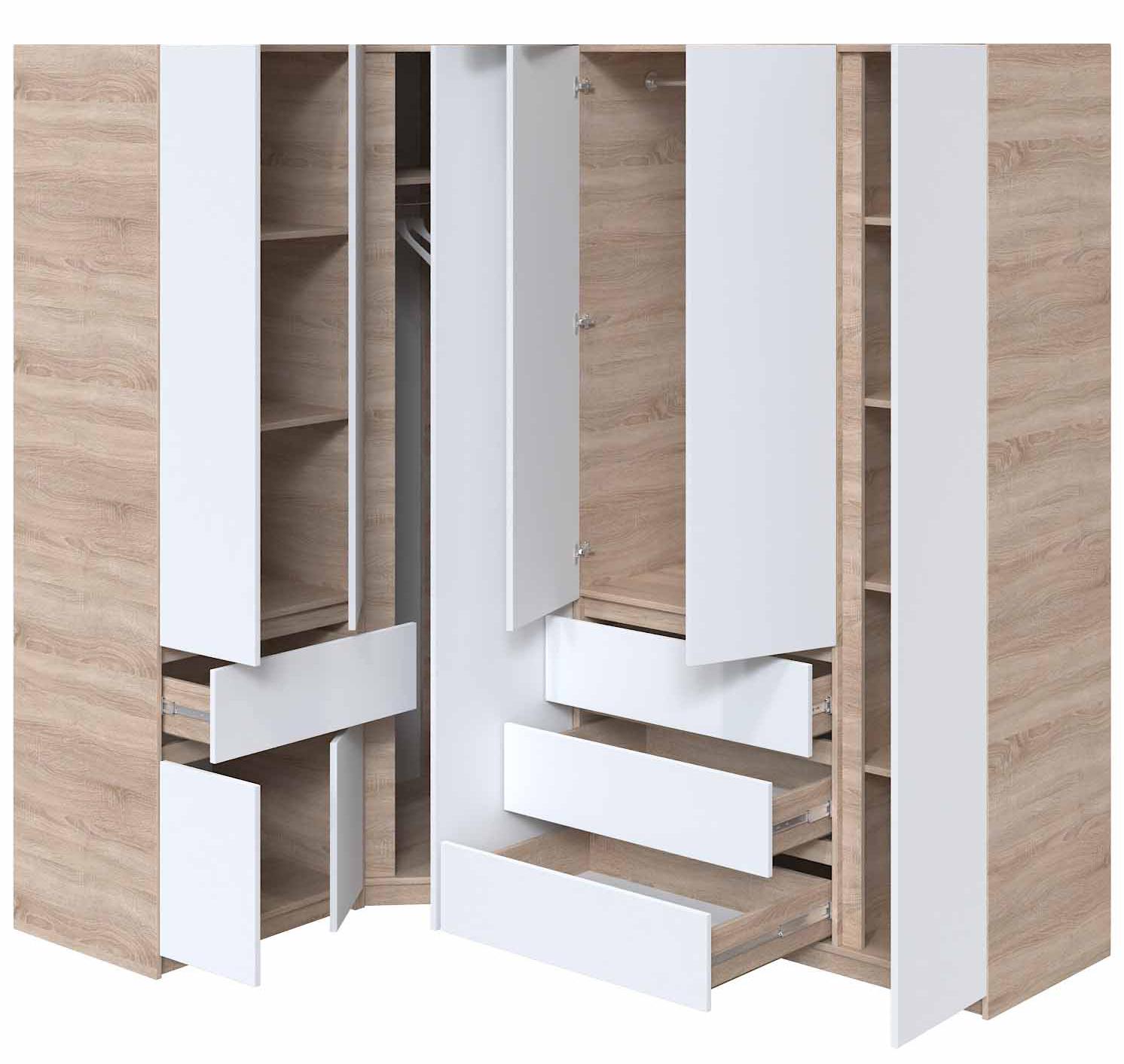 Шафа стінка кутова Майстер Форм Брайт 1450/2050х520х2000 мм Дуб сонома/Білий (32929) - фото 2 Шафа стінка кутова Майстер Форм Брайт 1450/2050х520х2000 мм Дуб сонома/Білий (32929) - фото 2