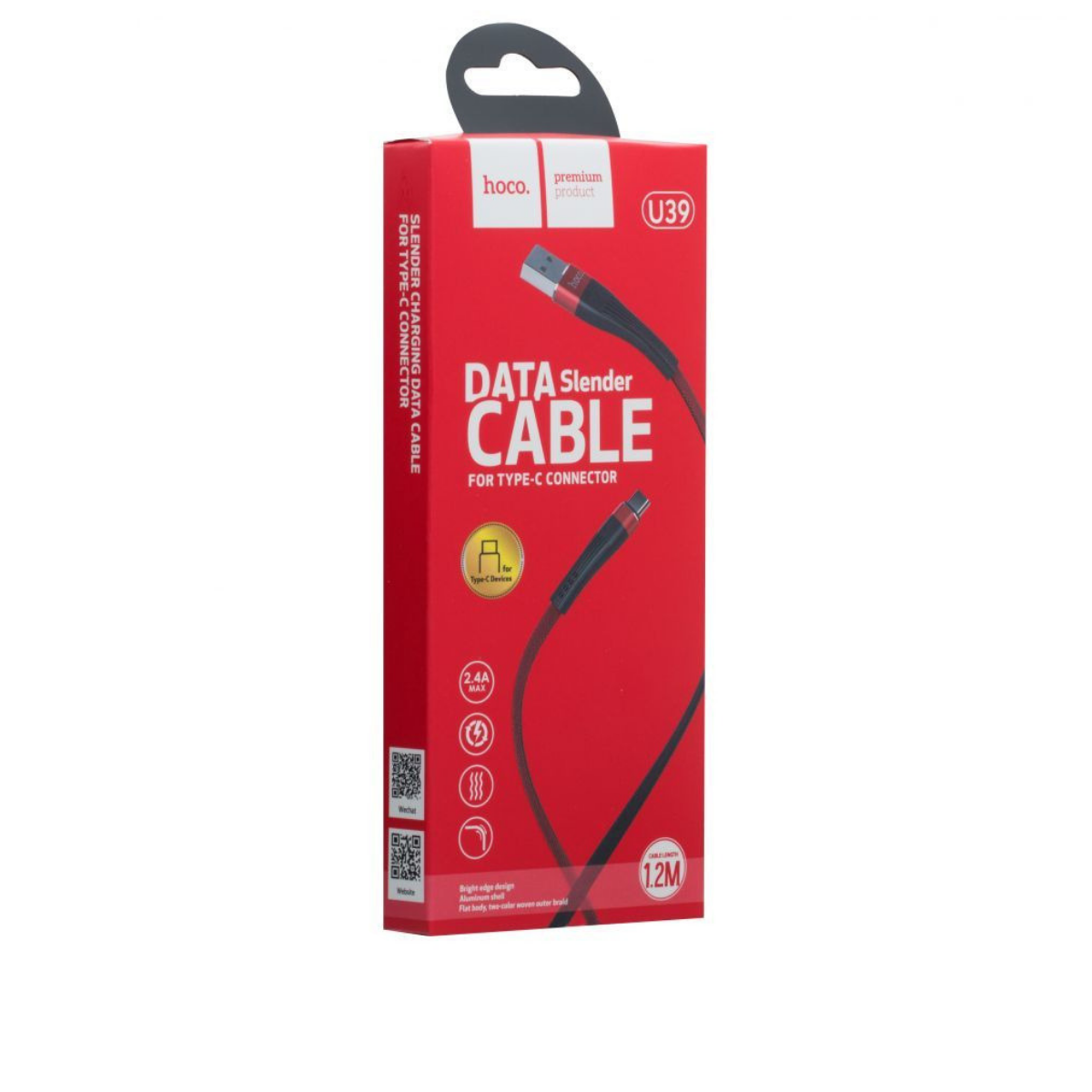 Кабель Hoco U39 Slender charging data cable for Type-C Black/Red - фото 2