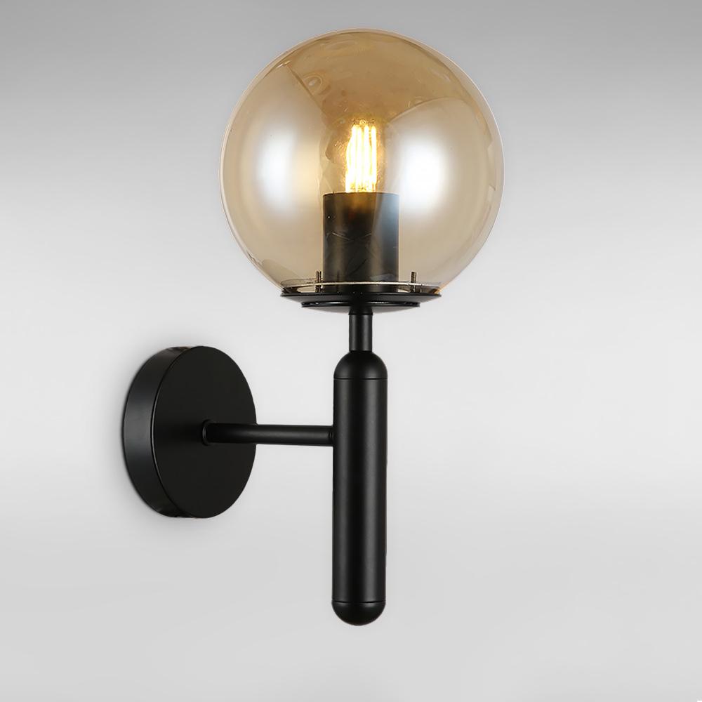 Светильник настенный шар Light House LS-18598-1 BK/BR Черный/Янтарный Светильник настенный шар Light House LS-18598-1 BK/BR Черный/Янтарный