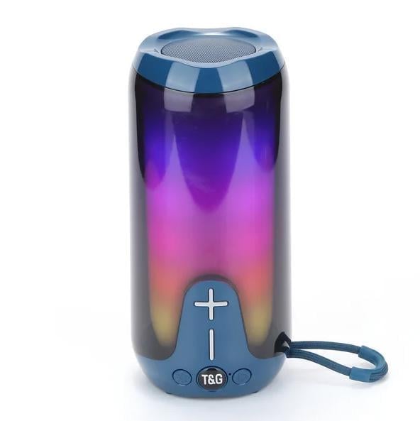Портативная колонка T&G 651 5W с RGB подсветкой и ремешком Blue