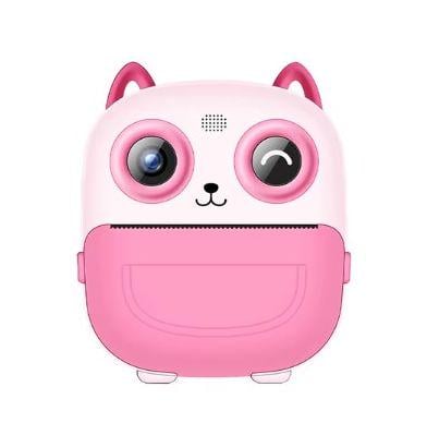 Фотоаппарат мгновенной печати детский Котик на 48 Мг с фронтальной камерой Розовый (440)