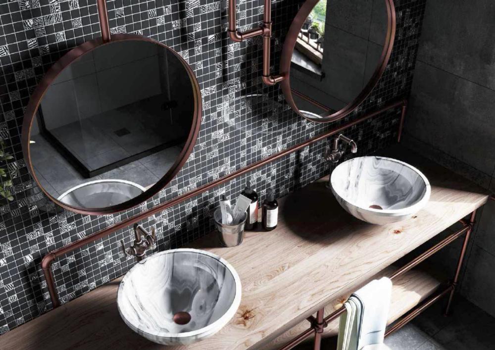 Мозаика стеклянная Kotto Ceramica GMP 0425049 С2 Print 45 300x300x4 мм/25x25 мм Black 00 - фото 3