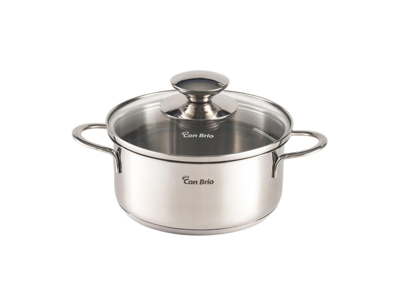 Кастрюля нержавеющая Con Brio с крышкой 14 см 1 л (CB-1102)