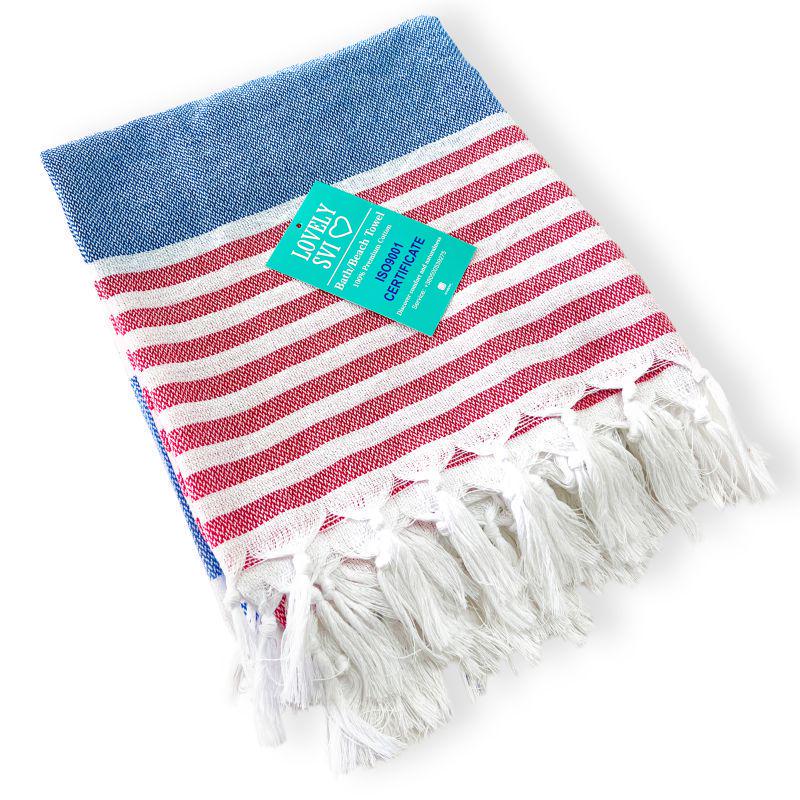Полотенце пештемаль Lovely Svi хлопок XХL 100x180 см Blue/Red Stripes (1032025)