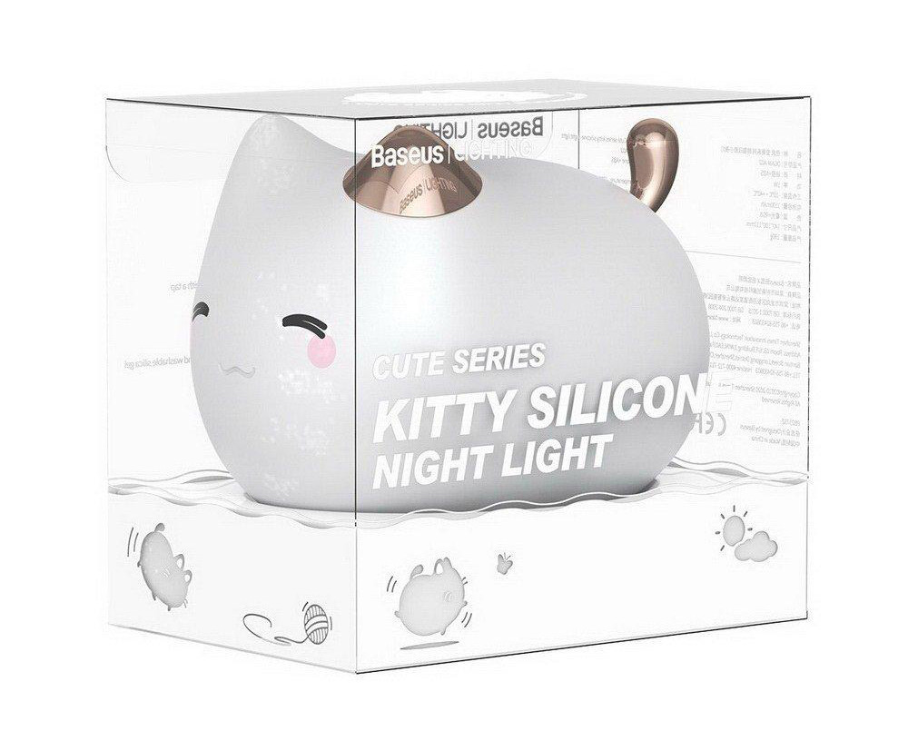 Ночник Baseus Cute series kitty silicone Белый (DGAM-A02) - фото 6