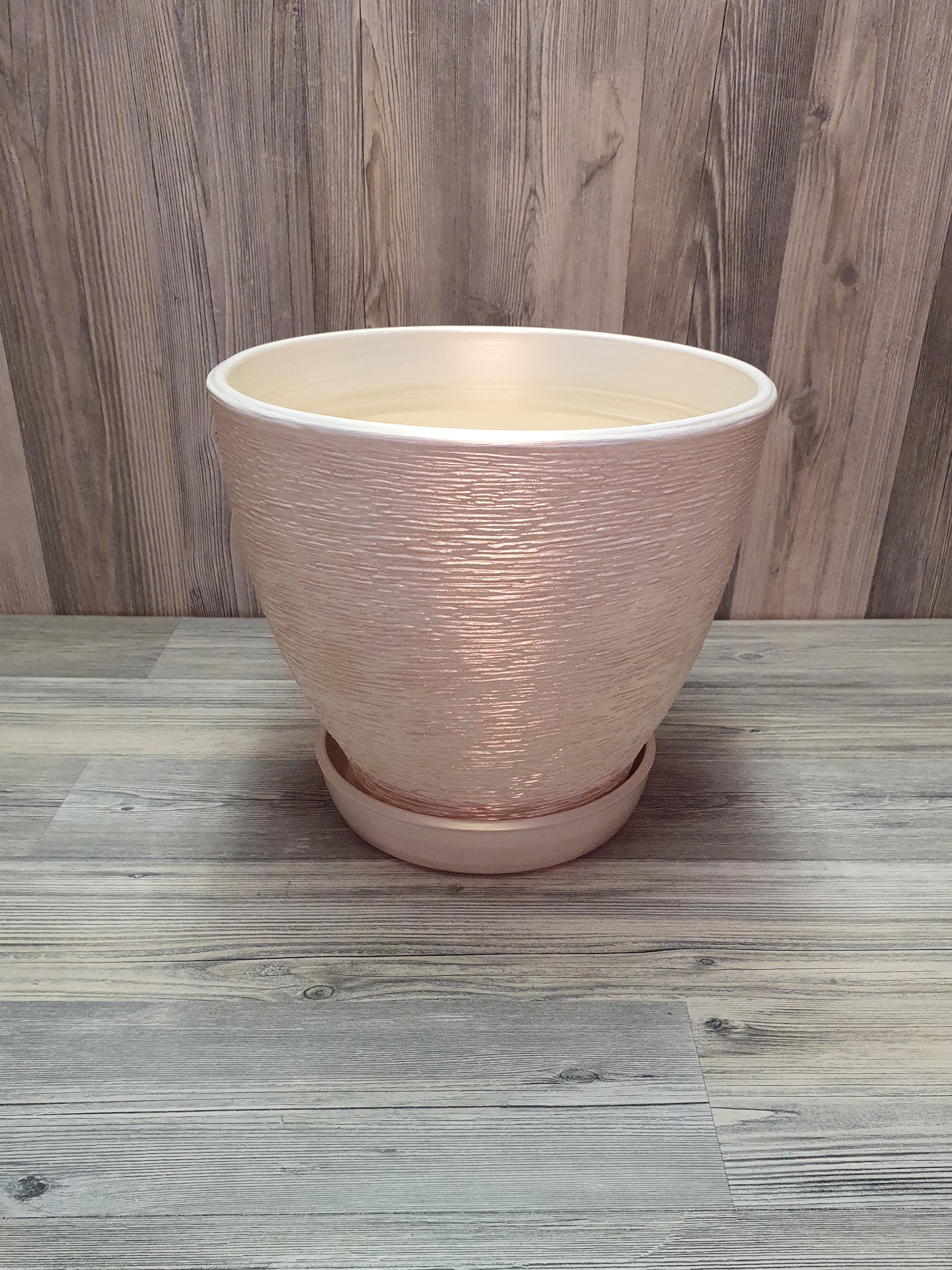 Горщик для рослин з піддоном 5 л Біло-золотий (5262) - фото 4 Горщик для рослин з піддоном 5 л Біло-золотий (5262) - фото 4