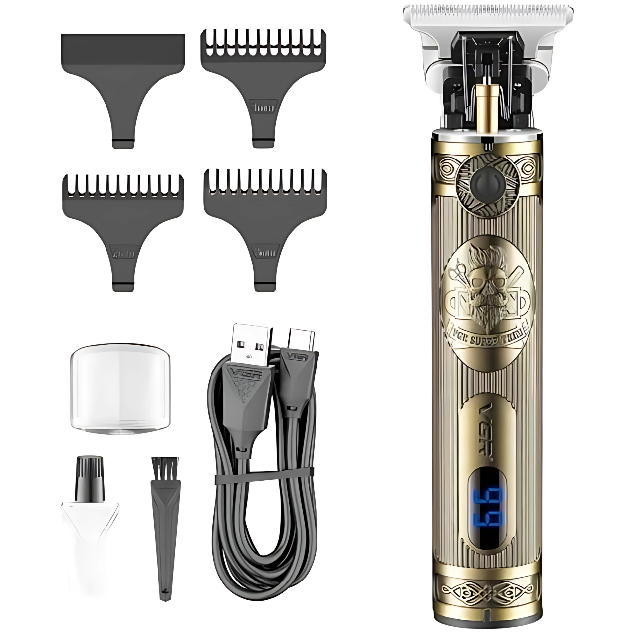 Тример для волосся VGR Professional Hair акумуляторний з LED дисплеєм 2000 mAh USB Золотистий (4693226631) - фото 2 Тример для волосся VGR Professional Hair акумуляторний з LED дисплеєм 2000 mAh USB Золотистий (4693226631) - фото 2