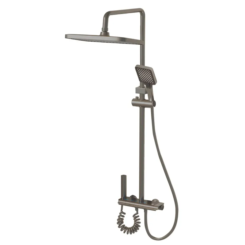 Душова колона із змішувачем з кнопковим перемикачем із алюмінію Zerix PBI-009-J Graphite 4 режими (ZX5850)