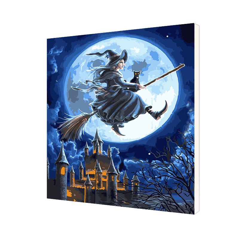 Картина по номерам Lesko DIY WH-80647 "Ведьмочка"