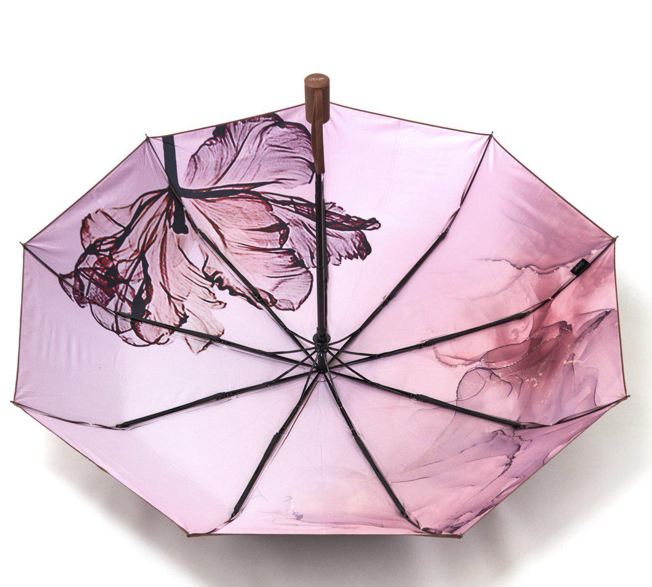 Парасолька автоматична жіноча Unique з квітами 9 спиць Коричневий (3009) - фото 3 Парасолька автоматична жіноча Unique з квітами 9 спиць Коричневий (3009) - фото 3