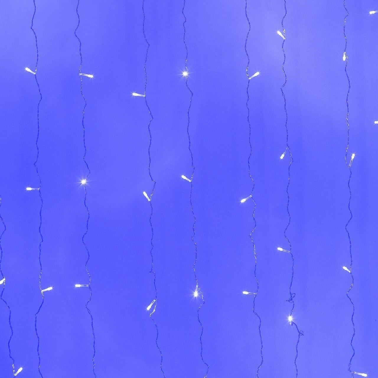 Гирлянда-штора 240 LED светодиодная медный провод 8 нитей 2х2 м Синий Гирлянда-штора 240 LED светодиодная медный провод 8 нитей 2х2 м Синий