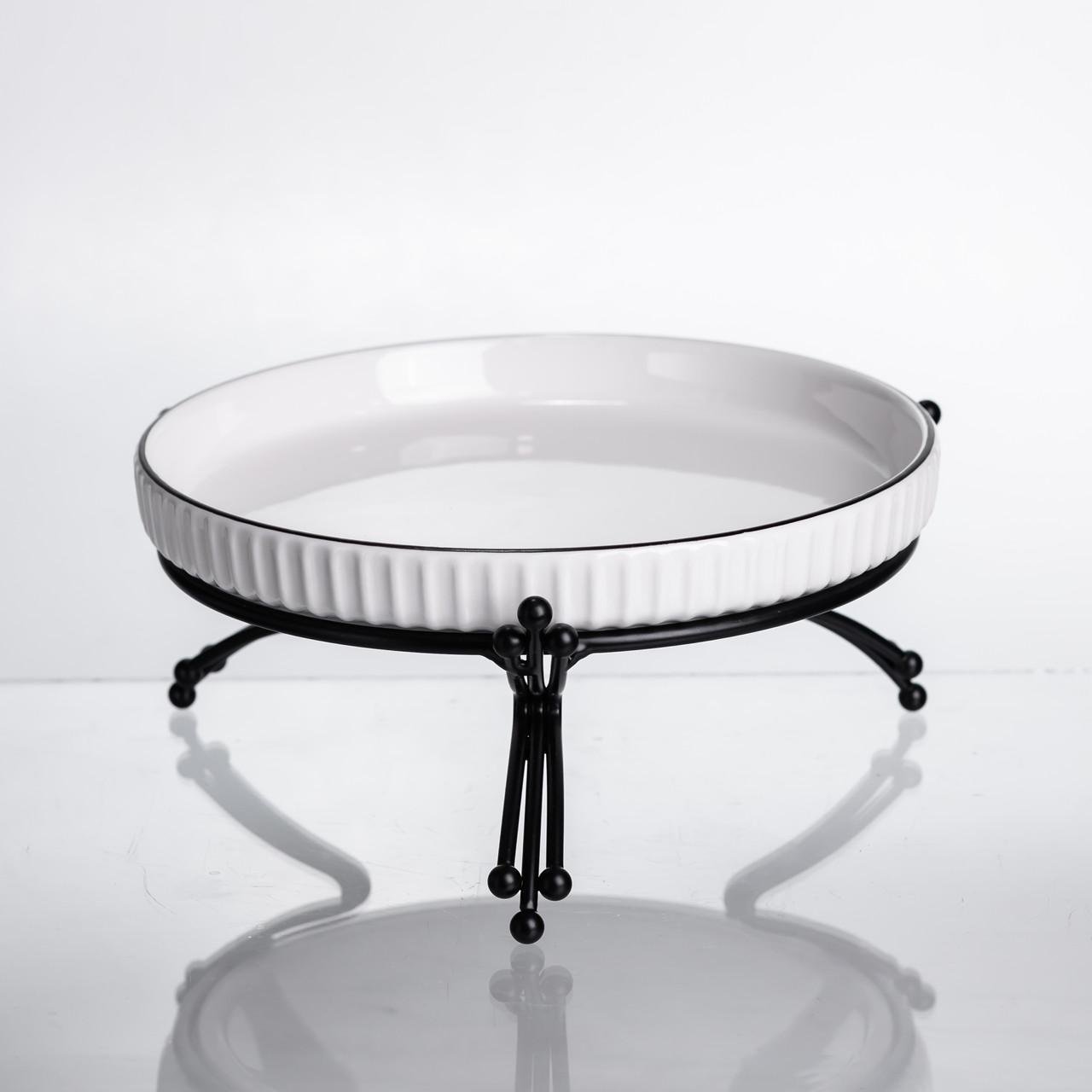 Фруктовая фарфоровая на металлической подставке 20 см Черный (LB-1570B)