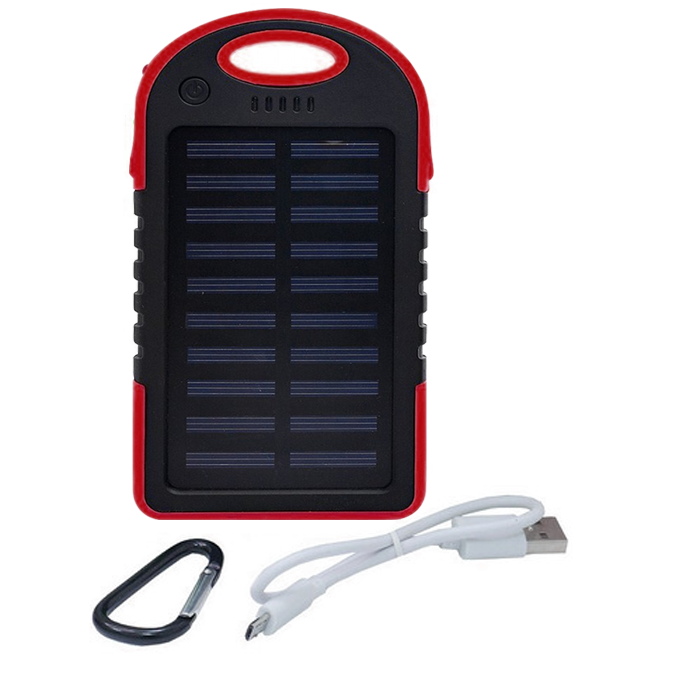 Повербанк 10000 mAh на сонячній батареї з LED ліхтариком Червоний (6dabcaba)