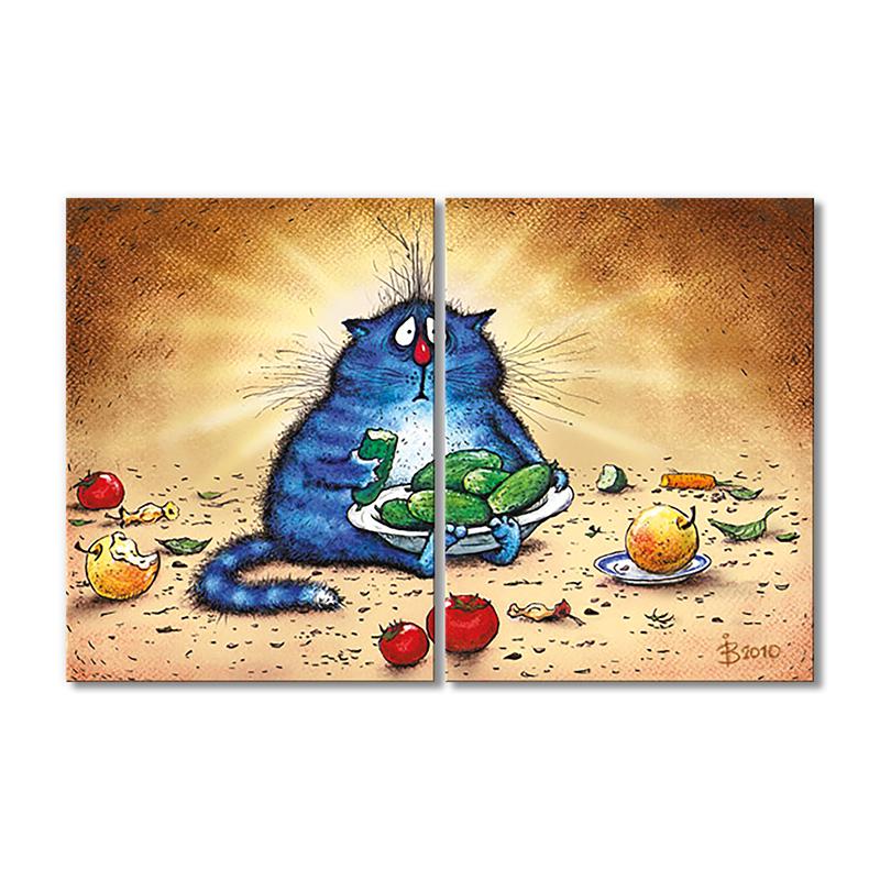 Модульная картина Овощное обжорство 2 модуля общий размер 50x75 см (_rinaz_11)