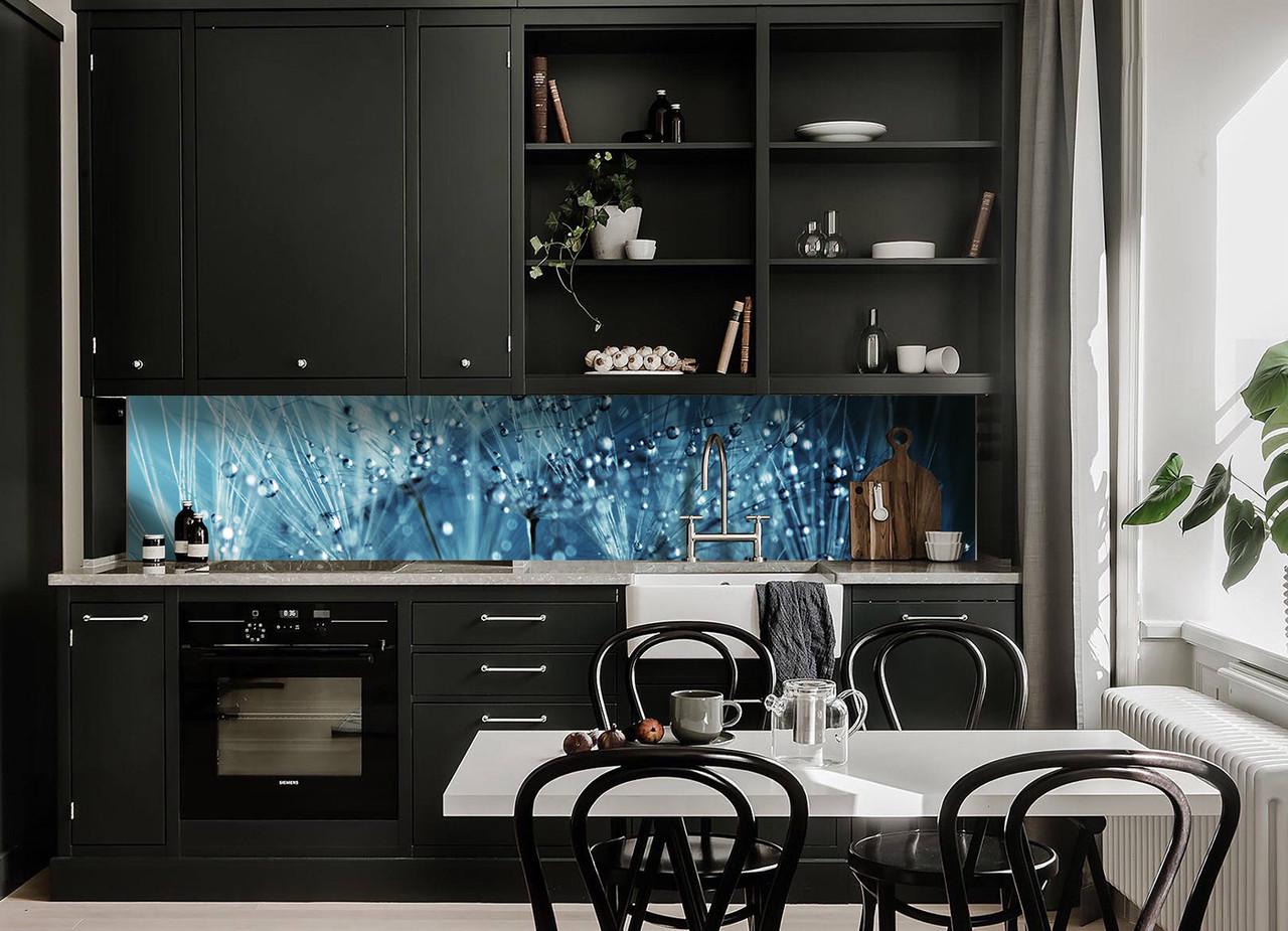 Кухонный фартук Роса из самоклеющейся виниловой пленки 60х250 см Голубой