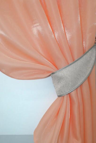 Комплект штор на кухню с ламбрекеном 270х170 см Персиковый/Светло-серый (073к) - фото 2